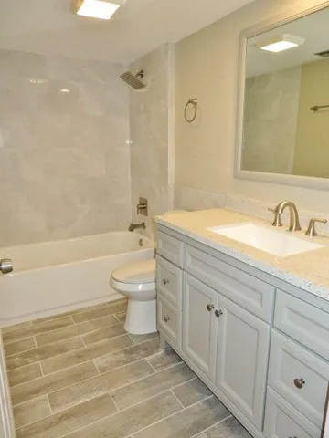 a bathroom with a sink a toilet and a bathtub