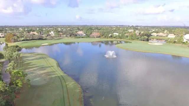 a view of a lake with a city