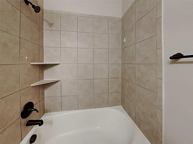 a bathroom with a bathtub