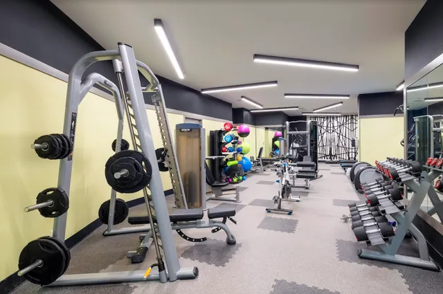 a view of a room with gym equipment