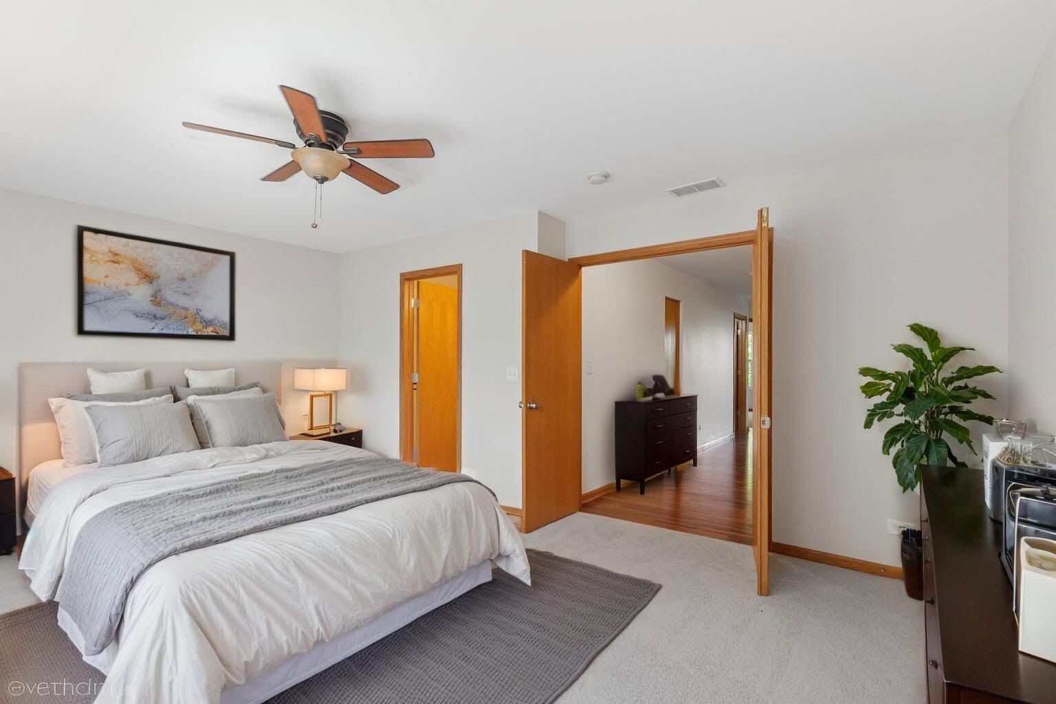 133 Springbrook Trail South Oswego, IL 60543 - Photo 11 of 29 a bedroom with a large bed and a potted plant