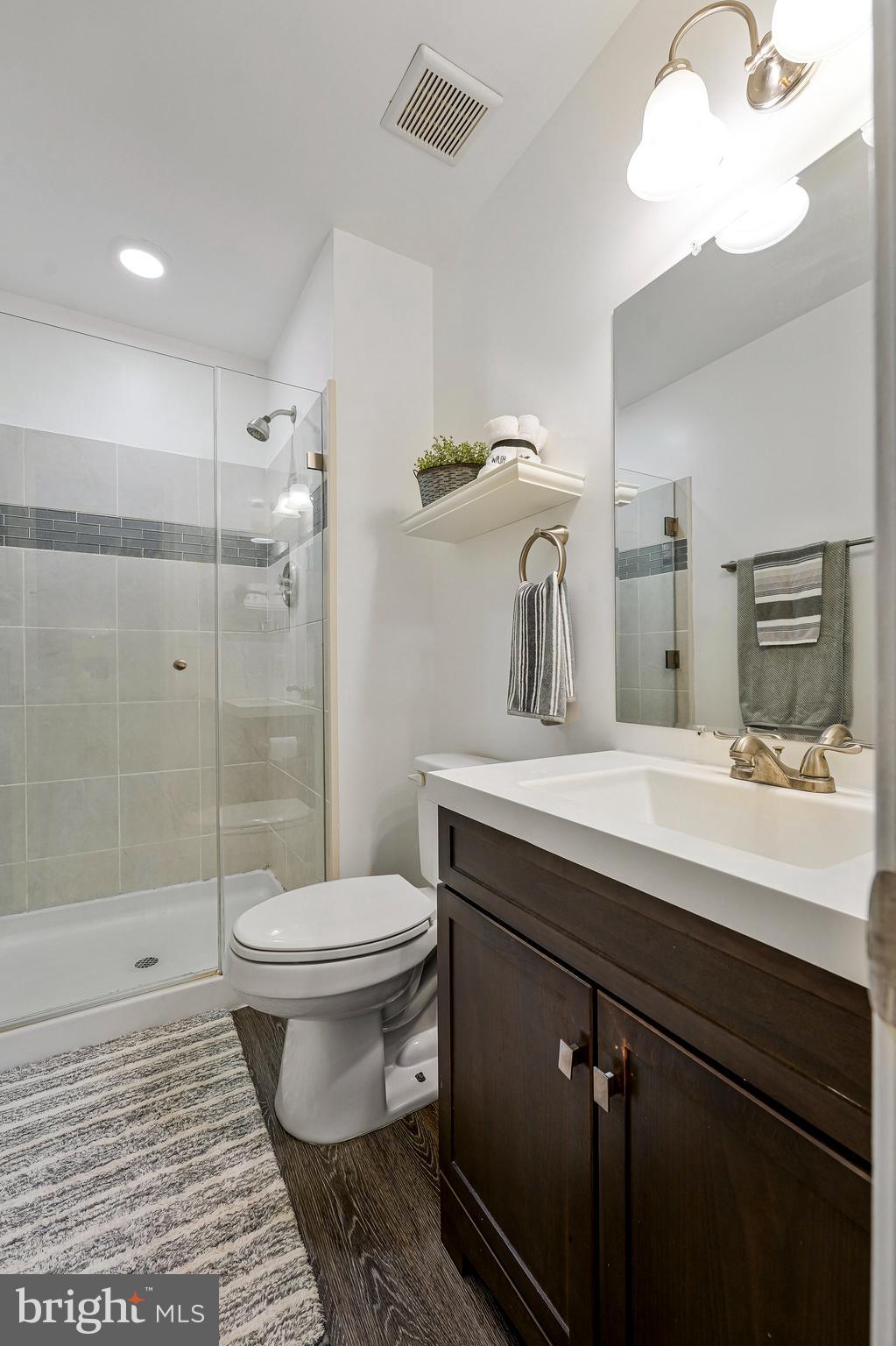 1085 Smartts Lane Northeast Leesburg, VA 20176 - Photo 22 of 38 a bathroom with a sink toilet a mirror and shower