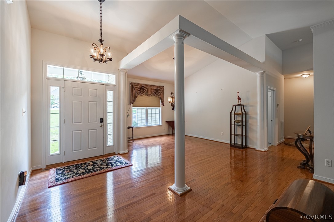 125 Jesse's Way Farmville, VA 23901 - Photo 5 of 42 a view of a hallway with wooden floor and staircase