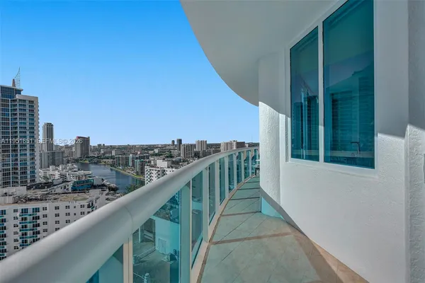 a view of balcony with city view