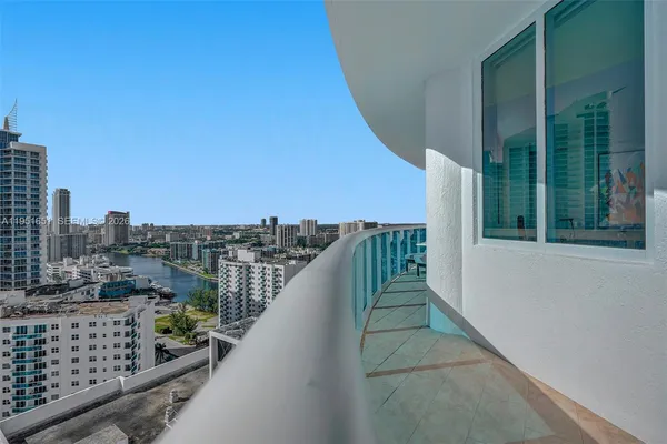 a view of balcony with city view