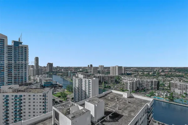 a view of a balcony with city view