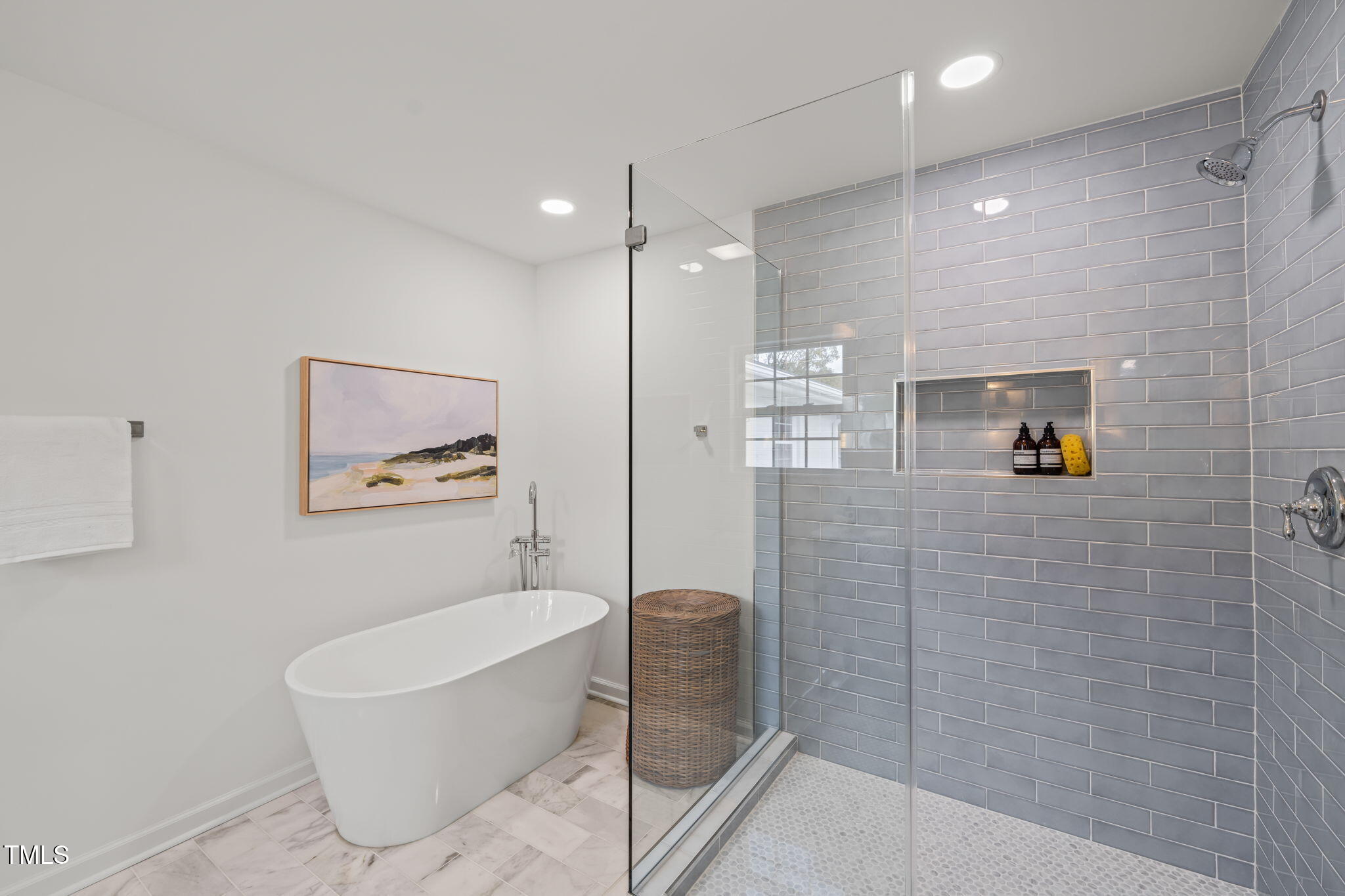 316 Ebon Road Durham, NC 27713 - Photo 12 of 48 a bathroom with a bathtub and a shower