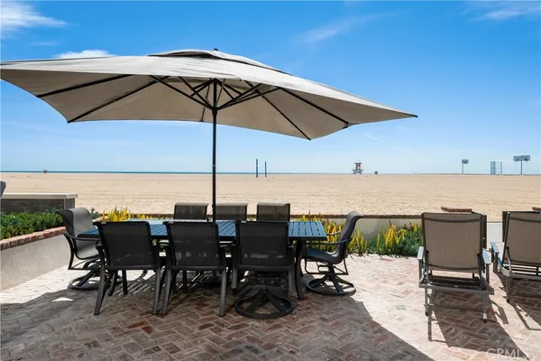 a view of a terrace with furniture