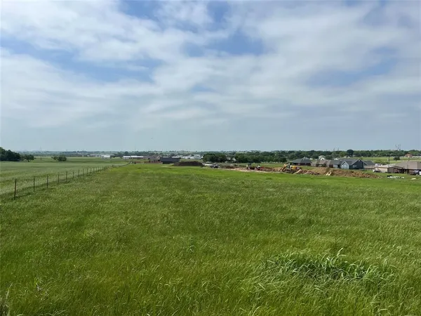 a view of a green field with lots of bushes