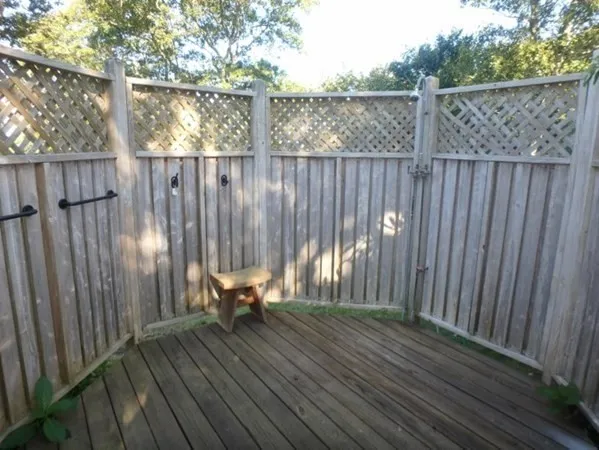a view of wooden deck