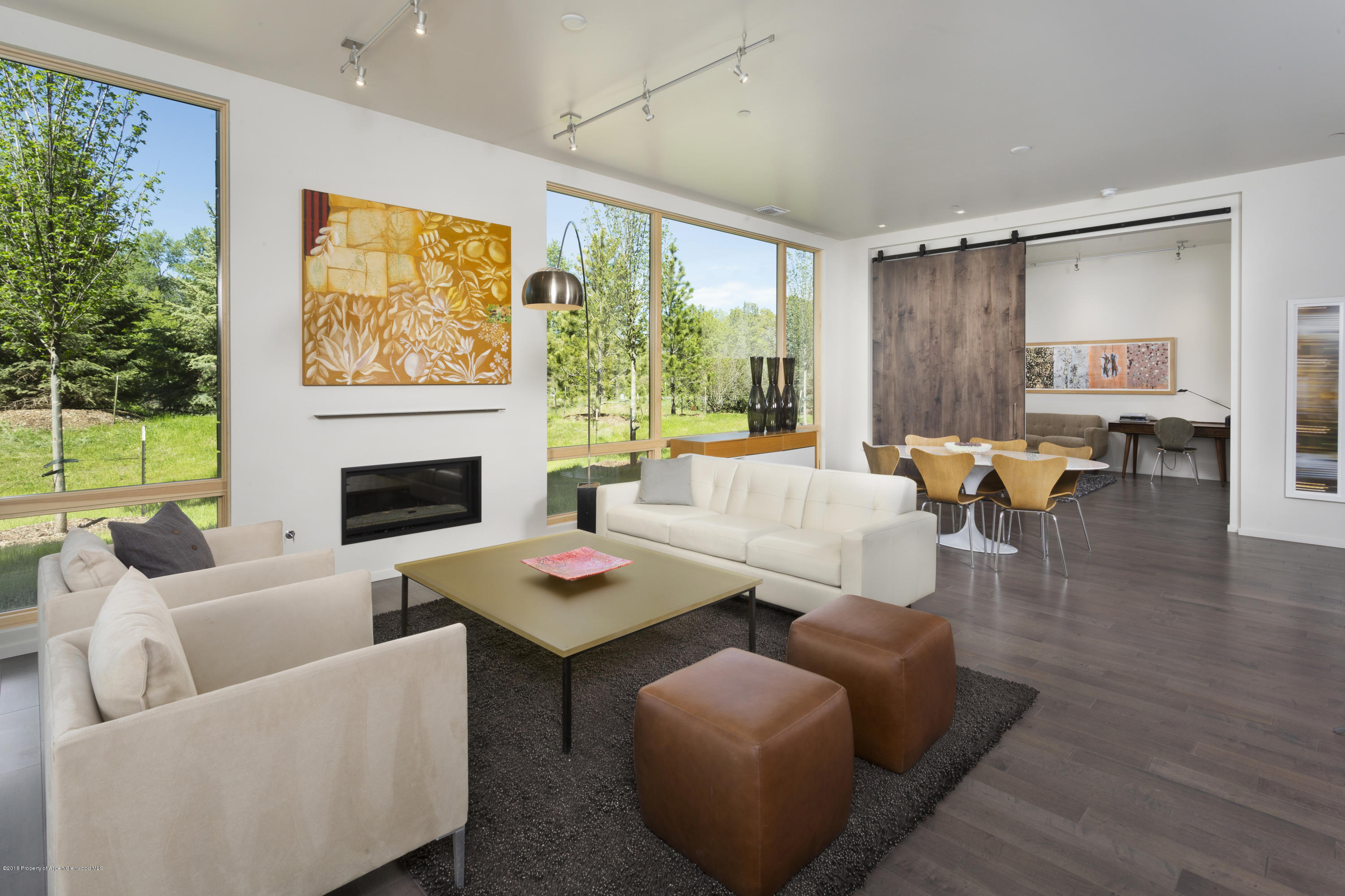 100 Evans Road, Unit 104 Basalt, CO 81621 - Photo 3 of 24 a living room with furniture a fireplace and a large window