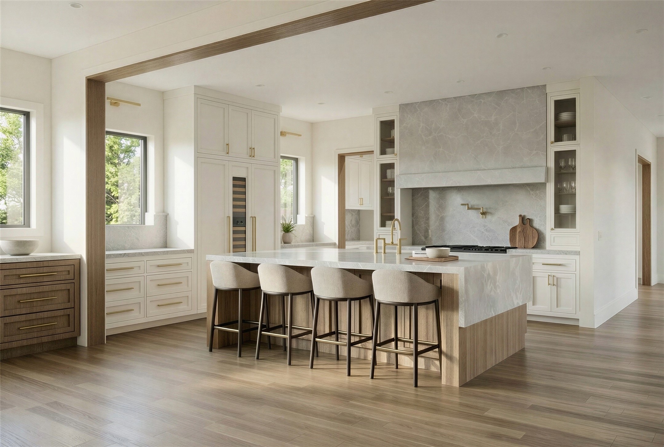 2247 Chilton Road Houston, TX 77019 - Photo 4 of 12 Rendering: Chef's kitchen with marble counters, custom cabinetry and high end appliance package.