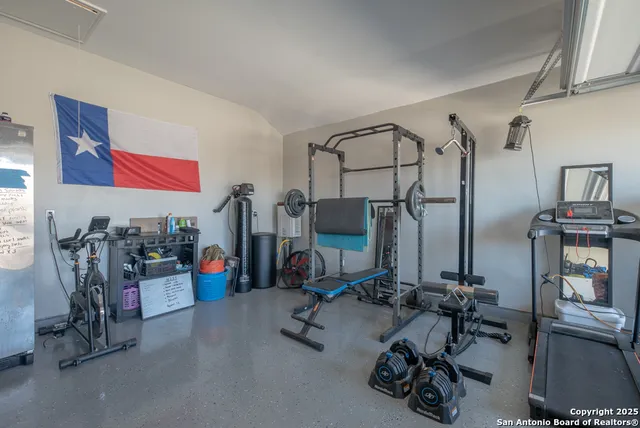 a view of a room with gym equipment