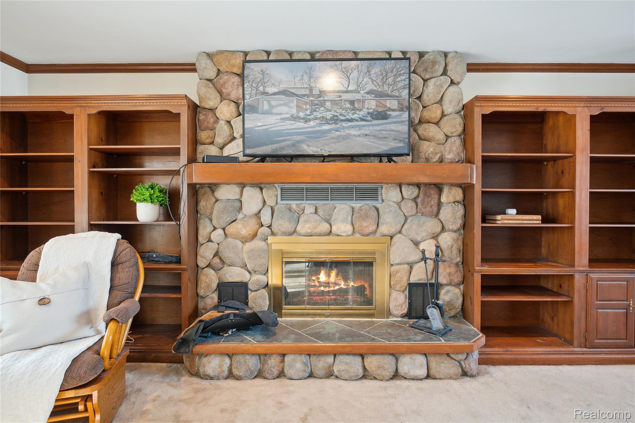 4300 West Bacon Road Hillsdale, MI 49242 - Photo 15 of 49 Cozy Fieldstone Gas Fireplace