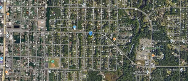 a view of residential houses with city view