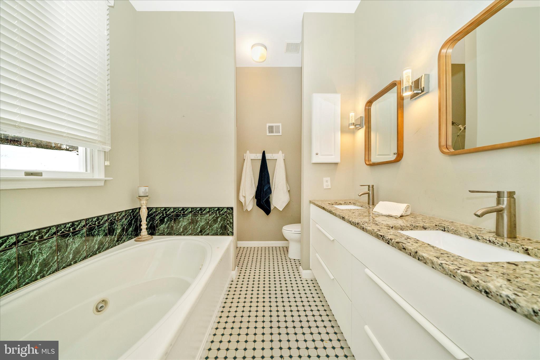 3313 Moline Road Silver Spring, MD 20902 - Photo 30 of 66 a bathroom with a granite countertop tub sink and mirror