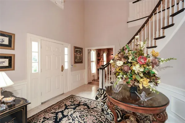 a living room with furniture