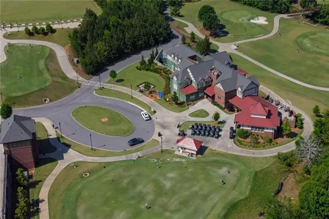 a aerial view of a house with a garden