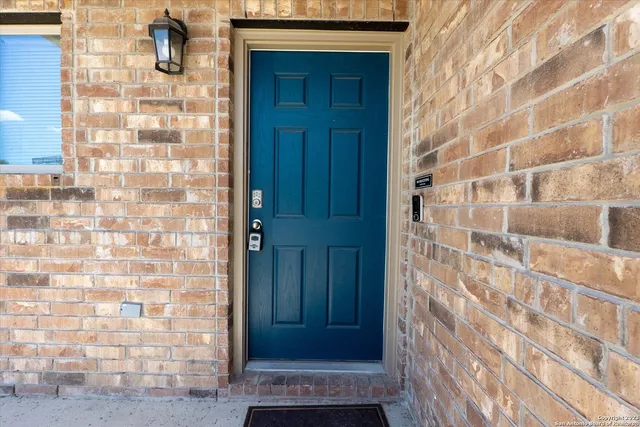 a view of wooden door