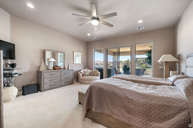 2376 Stone Crest Circle St. George, UT 84790 - Photo 22 of 61 Bedroom with carpet, ceiling fan, and recessed lighting