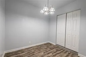 a view of a chandelier in a room