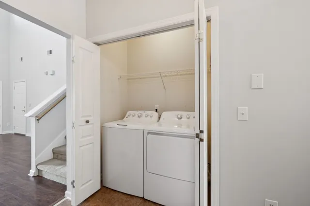 a utility room with dryer and washer