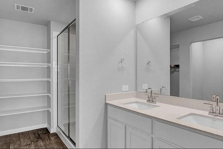 211 Hamilton Pool Lane Bastrop, TX 78602 - Photo 5 of 11 a bathroom with a sink and a mirror