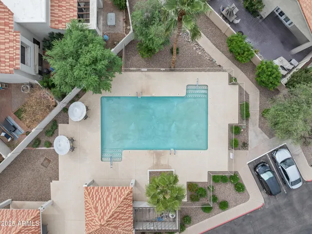an aerial view of a house