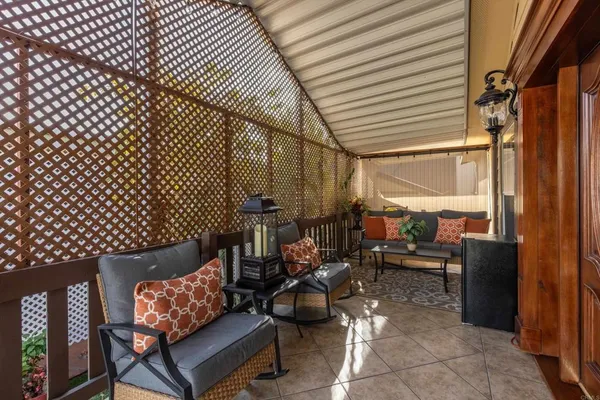 a outdoor living space with furniture