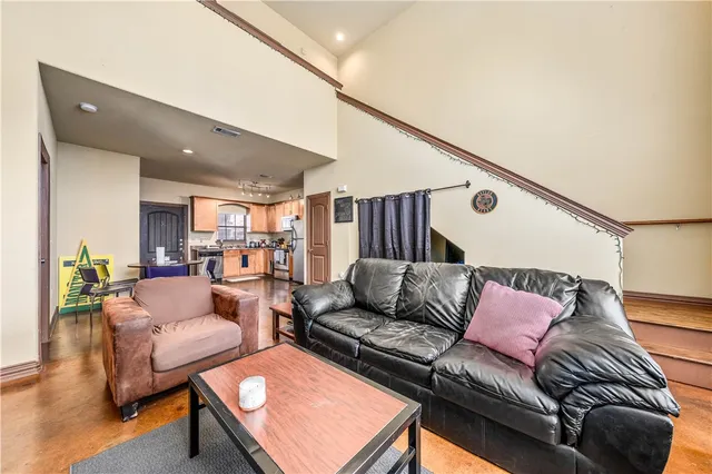 a living room with furniture