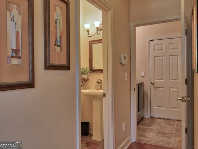 view of a bathroom from a hallway