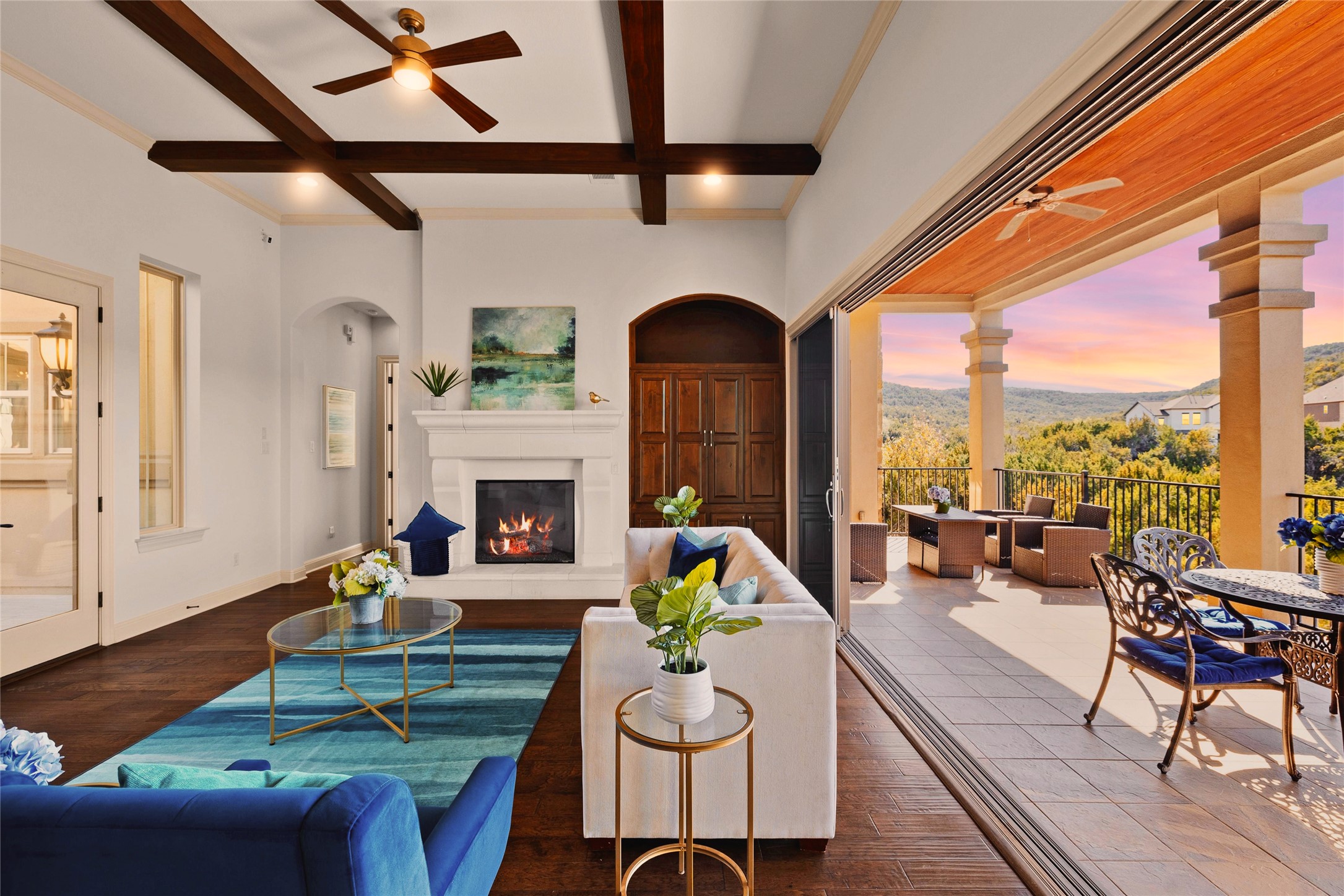 6000 Osceola Trail Austin, TX 78738 - Photo 10 of 40 a living room with fireplace furniture and a large window
