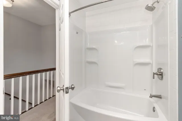 a bathroom with a bathtub