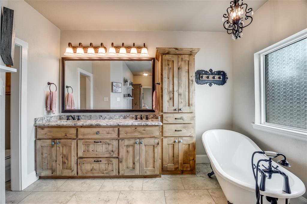 1462 Durham Road Whitewright, TX 75491 - Photo 17 of 40 a bathroom with a sink and a mirror