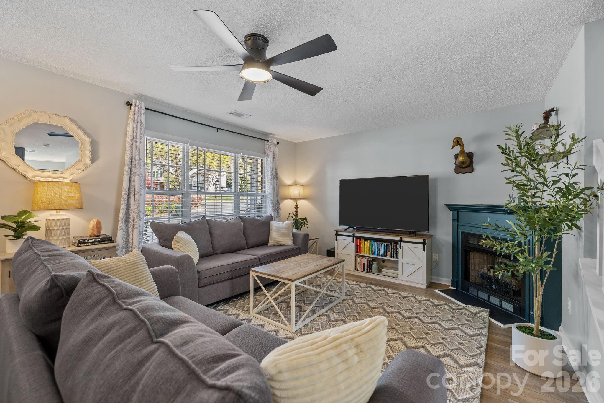 213 Butler Place Fort Mill, SC 29715 - Photo 5 of 36 a living room with furniture a flat screen tv and a large window