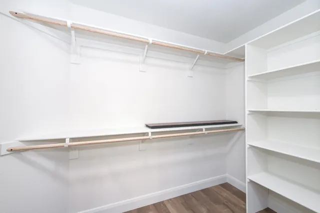 a view of a room with racks on the wall