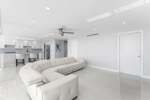 a view of a balcony with an ocean