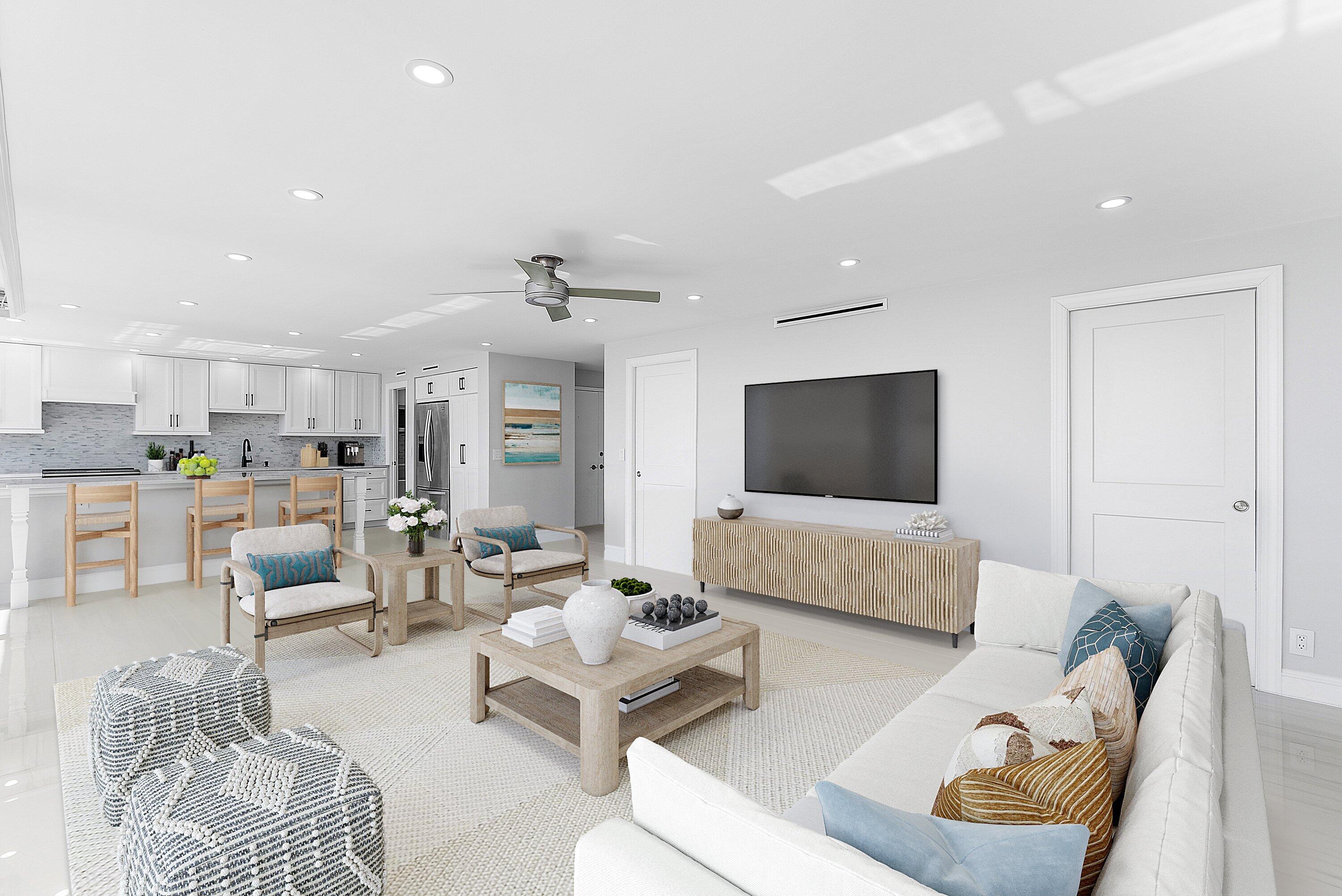 2800 South Ocean Boulevard, Unit 4E Boca Raton, FL 33432 - Photo 4 of 51 a living room with furniture and a flat screen tv