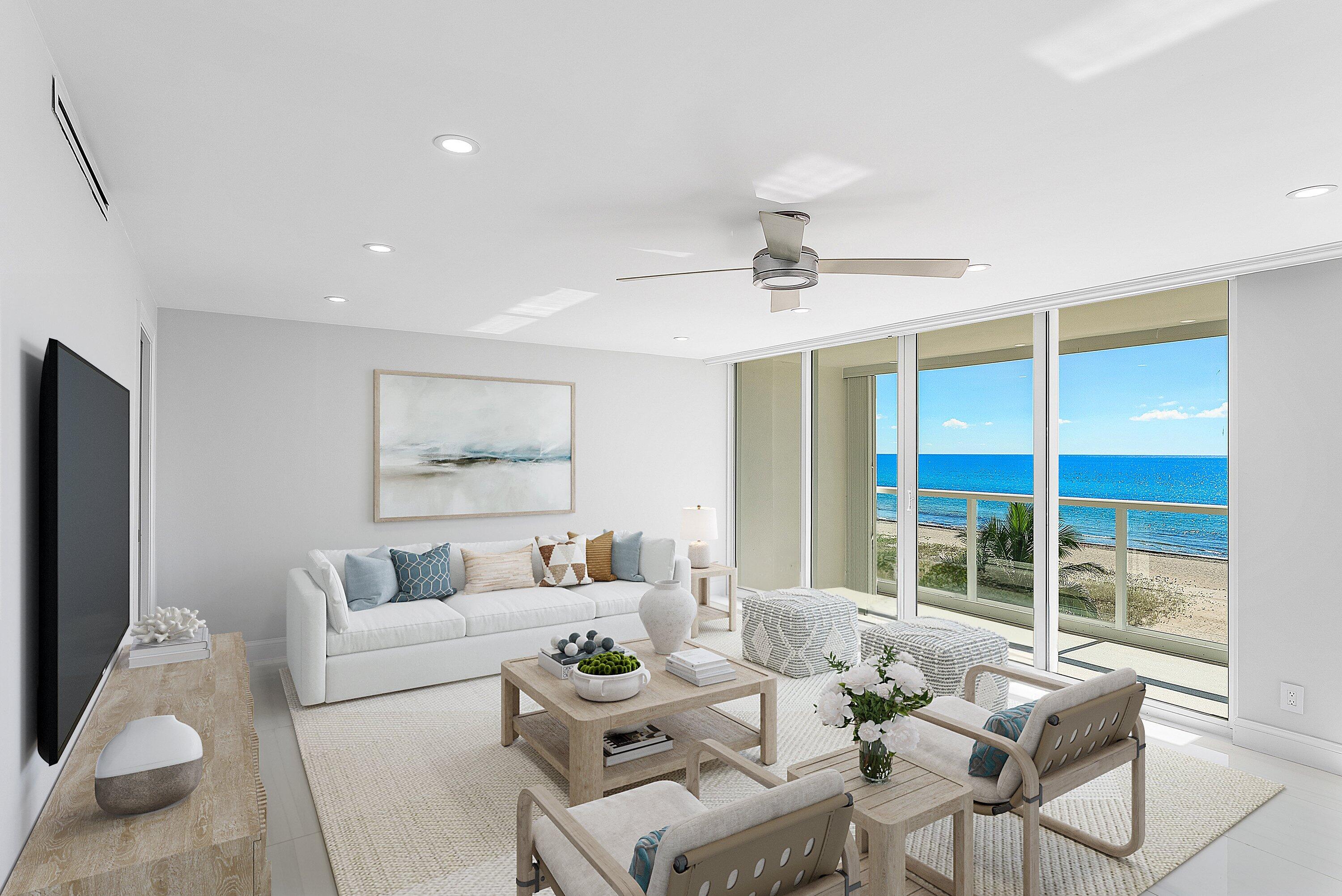 2800 South Ocean Boulevard, Unit 4E Boca Raton, FL 33432 - Photo 5 of 51 a living room with furniture and a large window