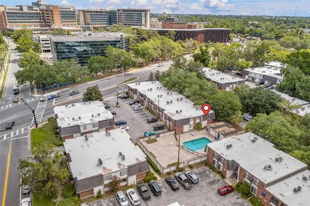 an aerial view of multiple house
