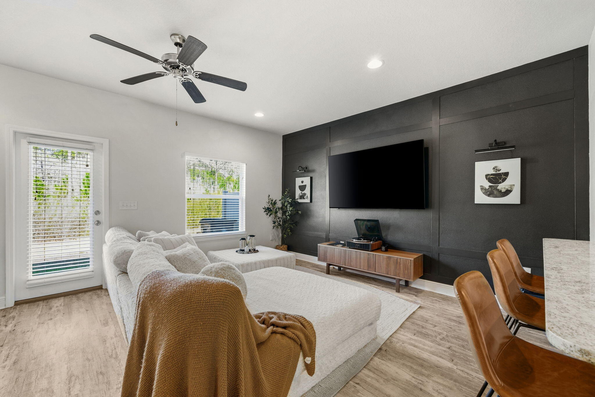 25 Crossing Lane, Unit C Santa Rosa Beach, FL 32459 - Photo 10 of 37 a bedroom with a bed window and a flat screen tv