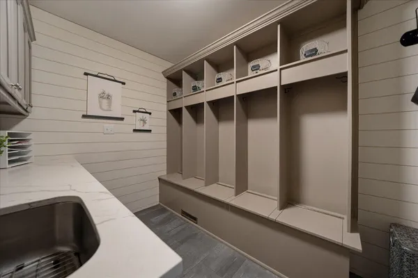 a view of entryway with wooden floor