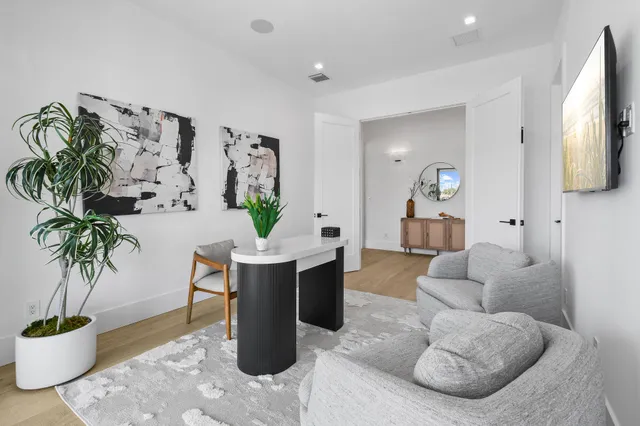 a lake view with a garden