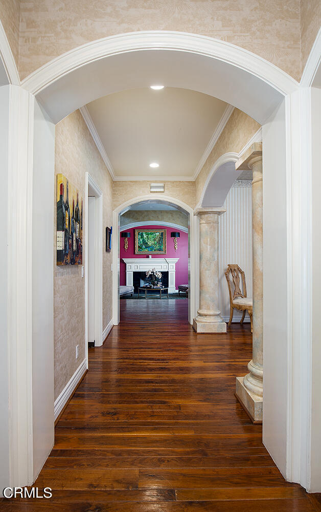 4535 Lone Pine Lane La Canada Flintridge, CA 91011 - Photo 15 of 62 a hallway with wooden floor and furniture