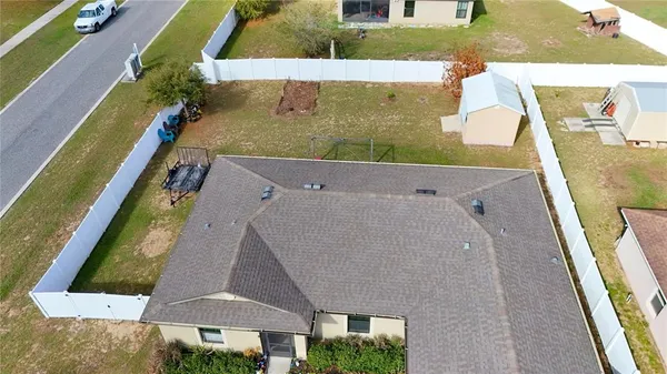 an aerial view of a house