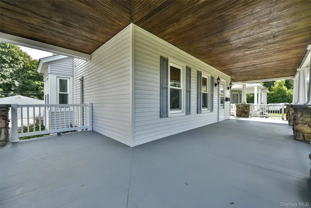 a view of a porch with porch