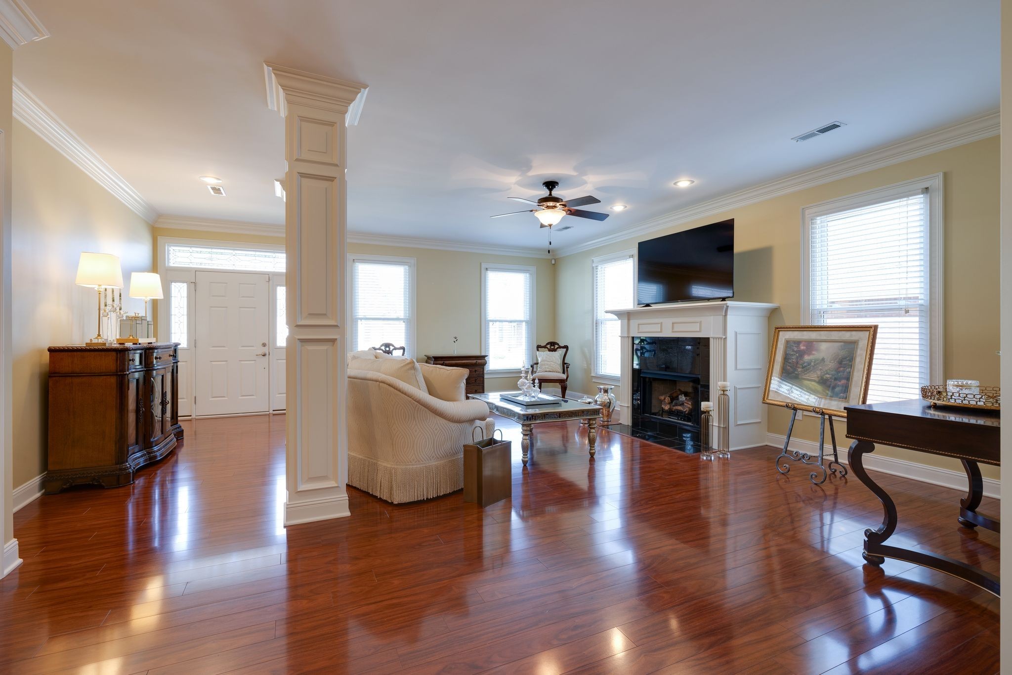 122 Riley Circle Fayetteville, TN 37334 - Photo 7 of 31 a living room with fireplace furniture and a flat screen tv