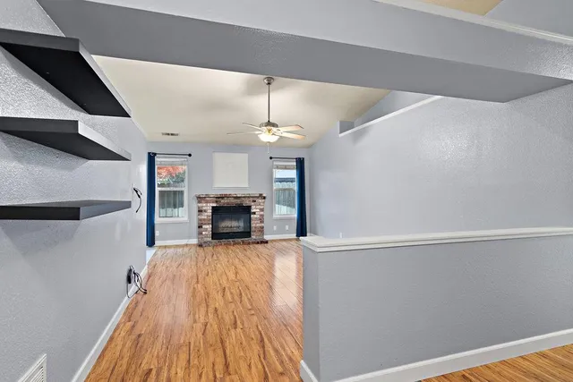 a view of a livingroom with a fireplace