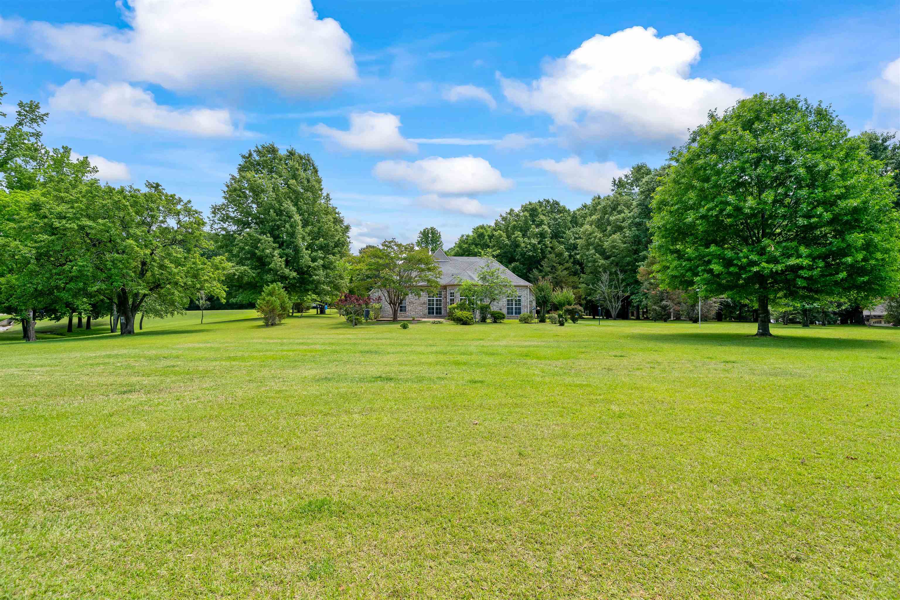 5035 Brian Ridge Road Arlington, TN 38002 - Photo 29 of 40 Expansive green lawn surrounds a single-story residence with a light-colored brick exterior and a grey shingled roof