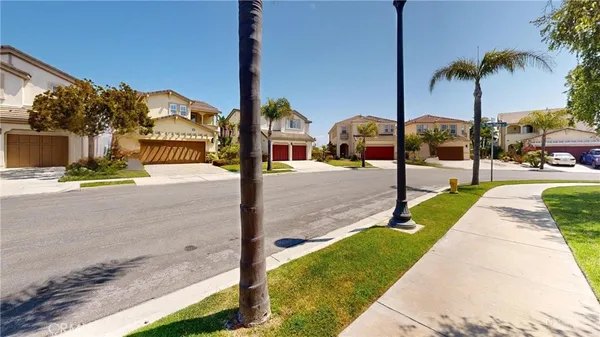 a front view of a house with palm tree